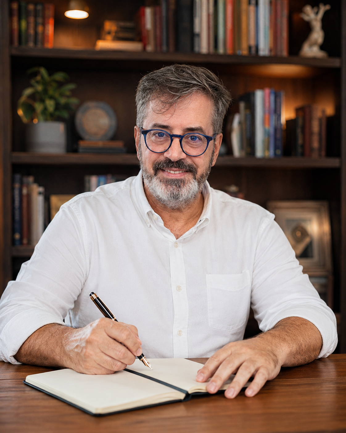 Seu professor José Tavares em seu ambiente de estudo